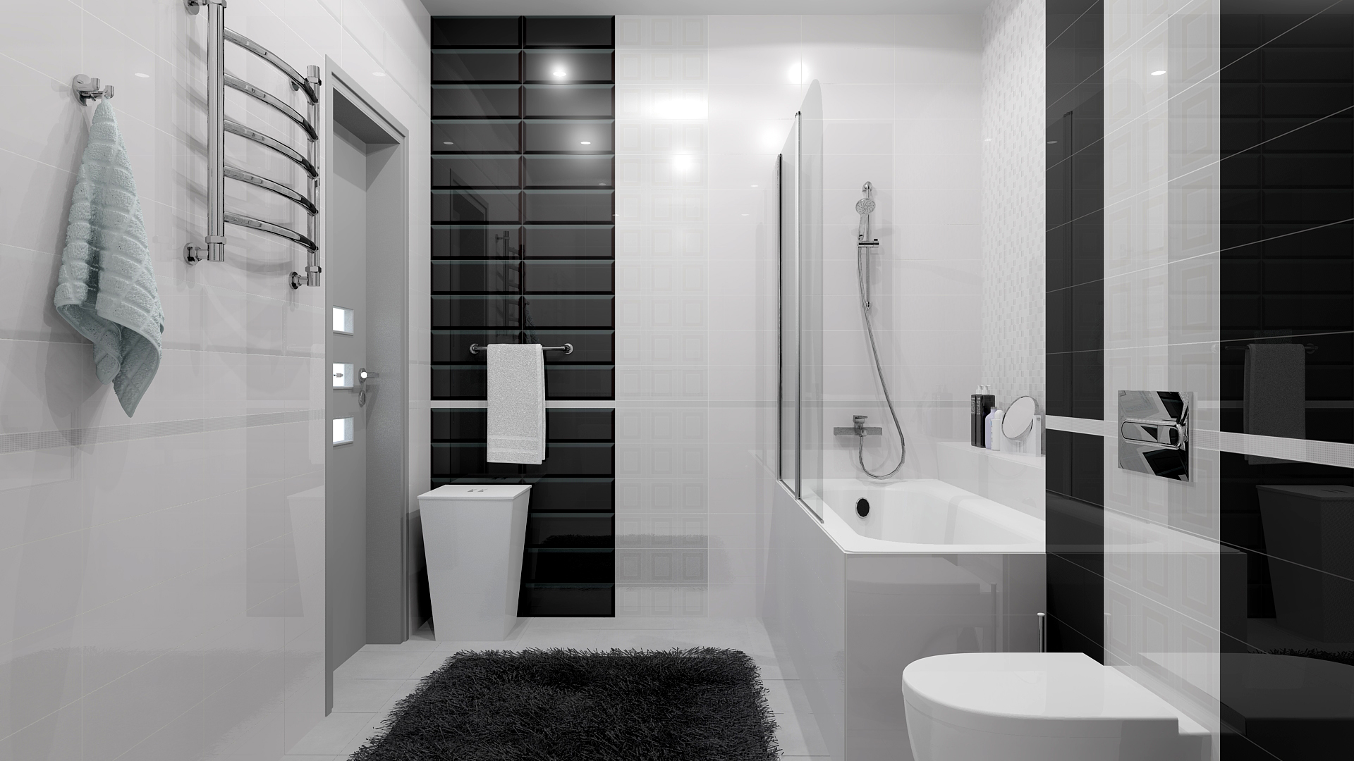 Дизайн ванной в черно-белом цвете: идеи, фото