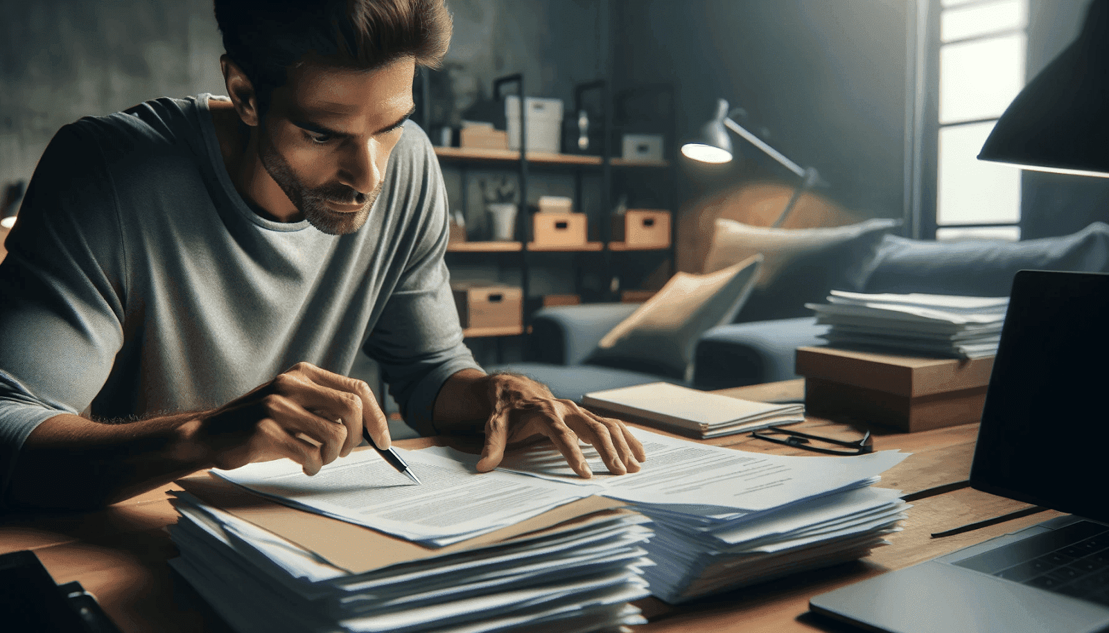 Guy studying documents